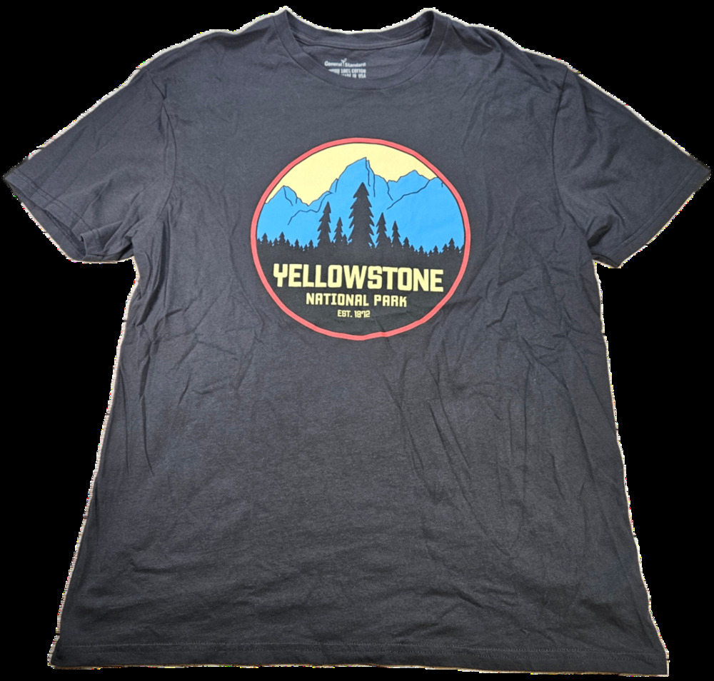 General Standard Men's XL Gray Yellowstone National Park Graphic T-Shirt Cotton